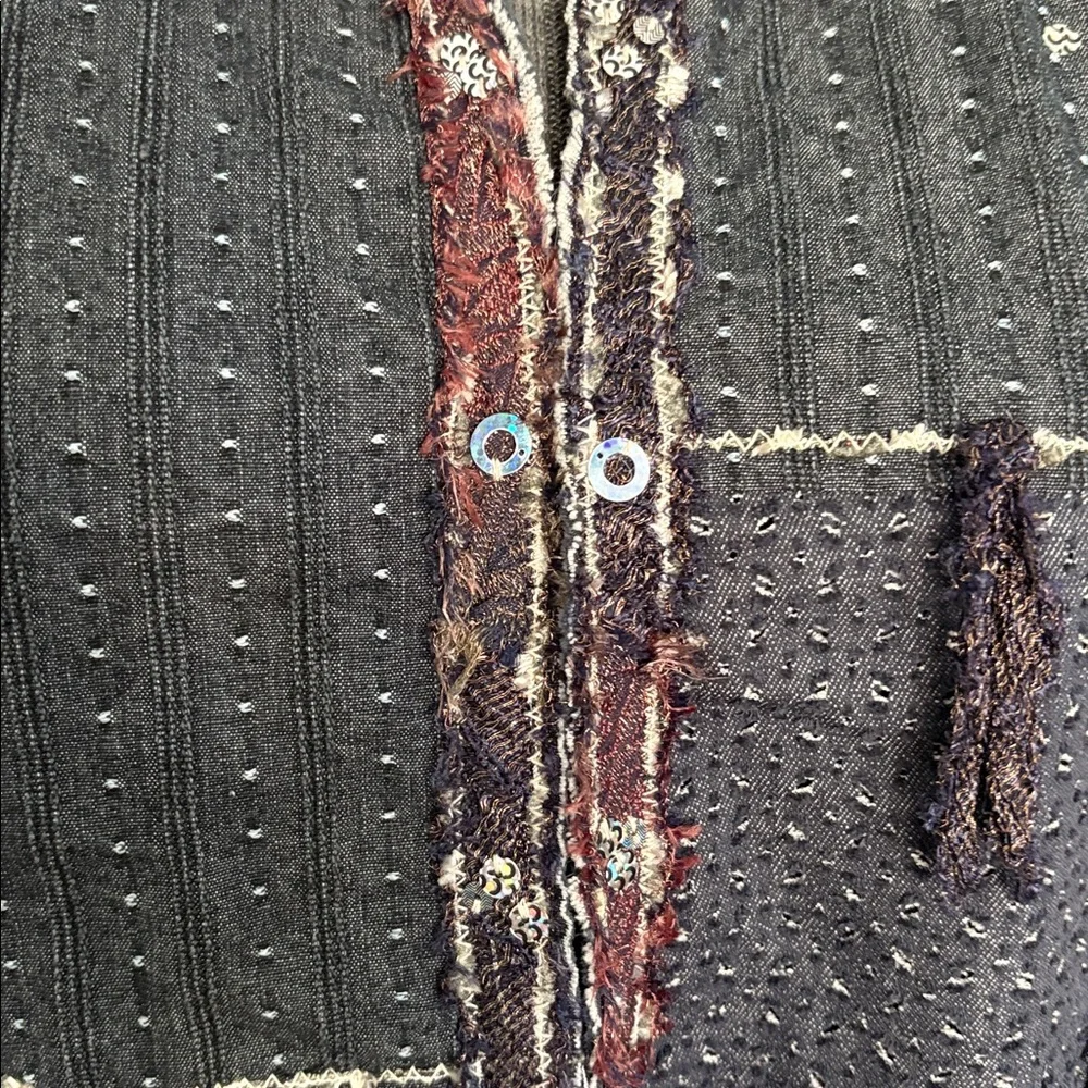 Yak Magik Artisan Boho Patchwork Jacket- Pure Cotton & Silk Fringe- Lagenlook - Picture 10 of 17